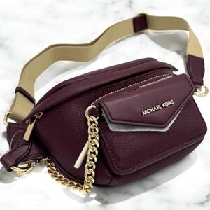 Michael Kors Maisie Small 2 in 1 Sling Pack Crossbody Bag Ox Blood